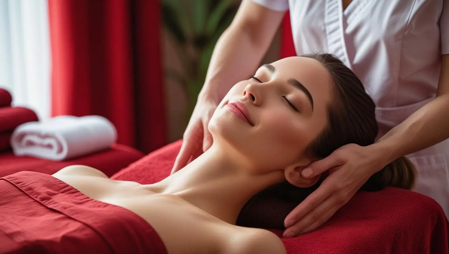 Woman receiving a massage facial