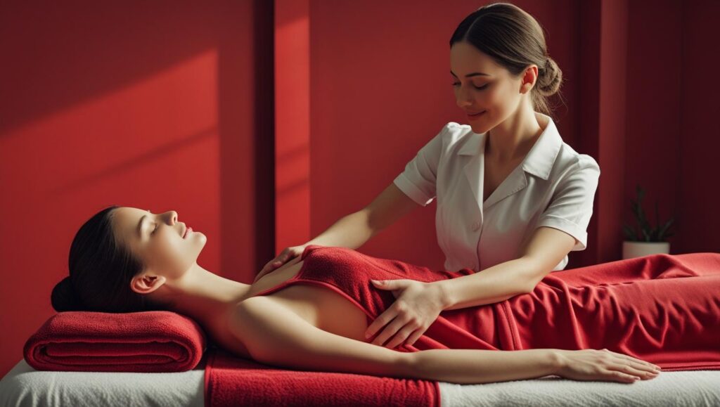 A female receiving a massage